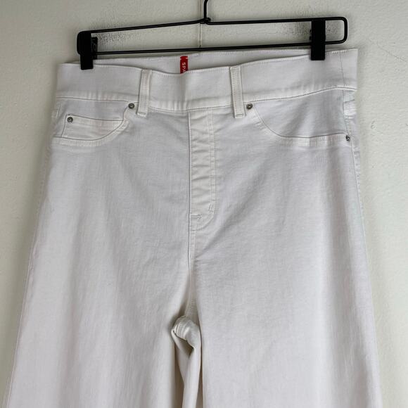 Spanx Seamed Front Wide Leg Jeans Size Large Ecru - Picture 7 of 16